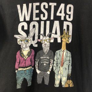 Boys' West 49 Squad hipster animal graphic tee, black, size XL 16